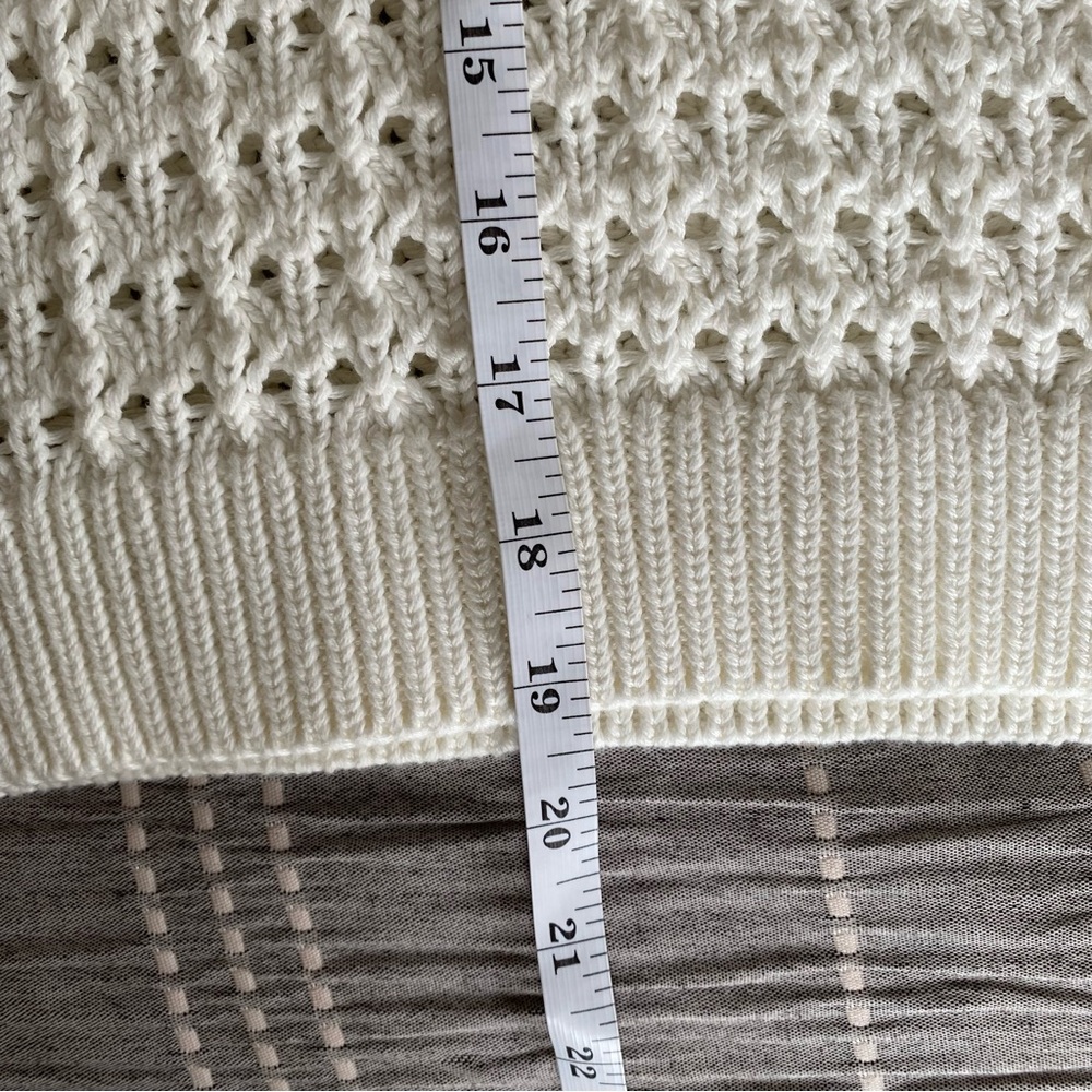 Gap Cream White Cotton Crew Neck Sweater Spring Small Boxy Oversized Coastal - Picture 5 of 7